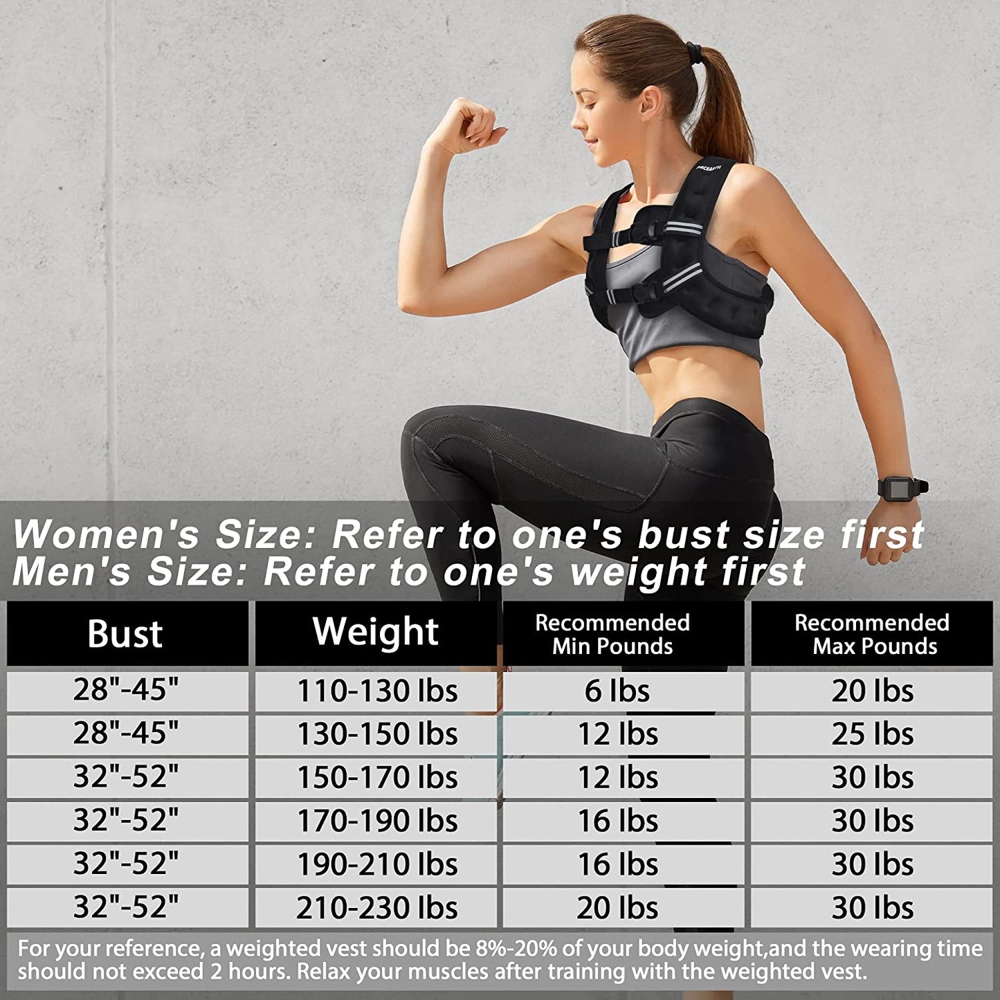 Adjustable Strength Training Unisex Weighted Vest, 6Lb/12Lb/16Lb/20Lb/25Lb/30Lb With Reflective Stripe