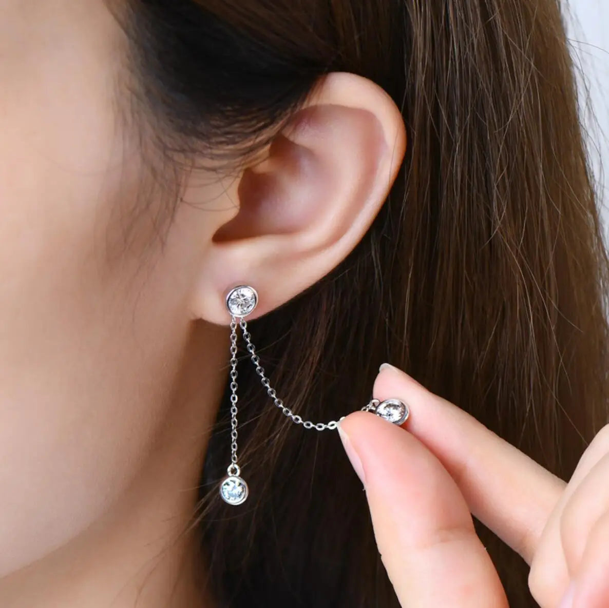 Women's Trendy Full Moissanite Dangle Tassel Earrings