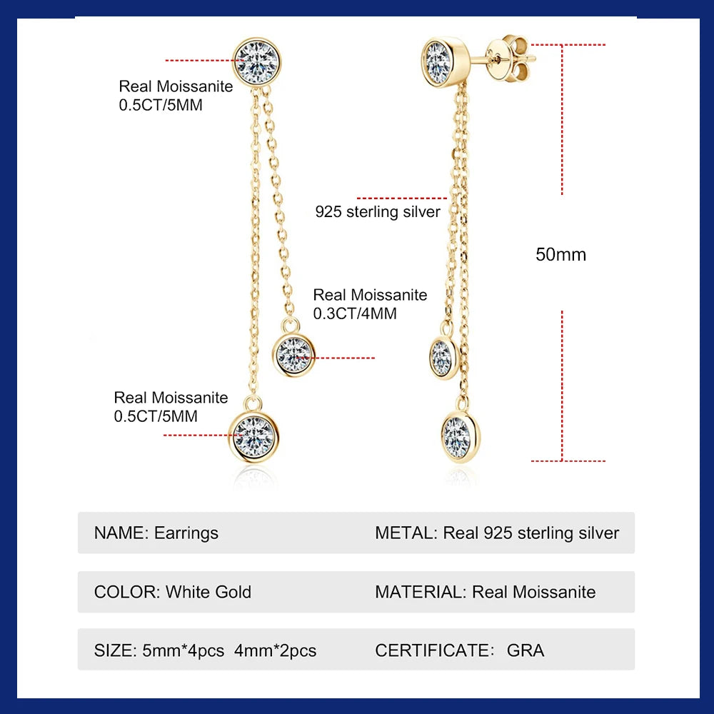 Women's Trendy Full Moissanite Dangle Tassel Earrings