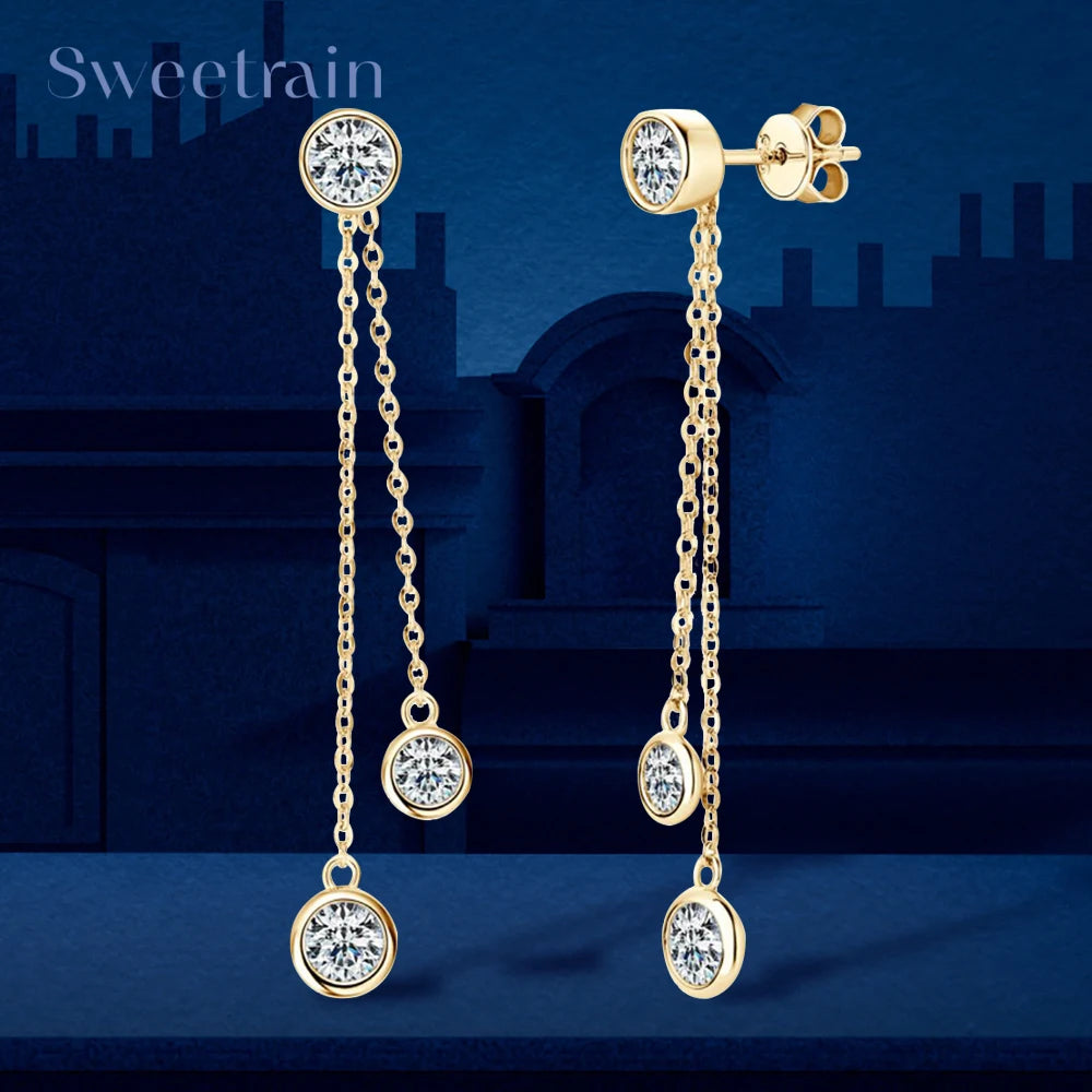 Women's Trendy Full Moissanite Dangle Tassel Earrings