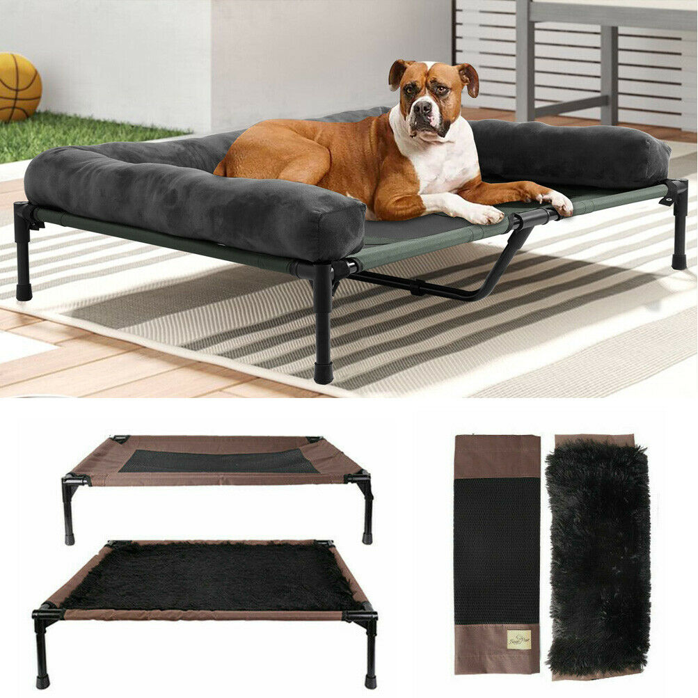 Extra Large Indoor/ Outdoor Waterproof Cooling Elevated Dog Bed with Bolster Raised Pet Lounger