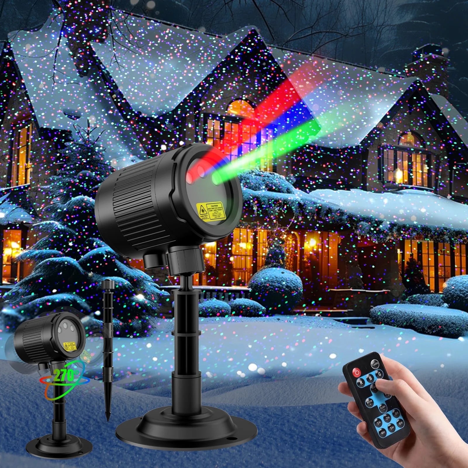 "Outdoor Laser Christmas Projector – RGB Firefly Lights with Remote, Waterproof for Holidays & Events"