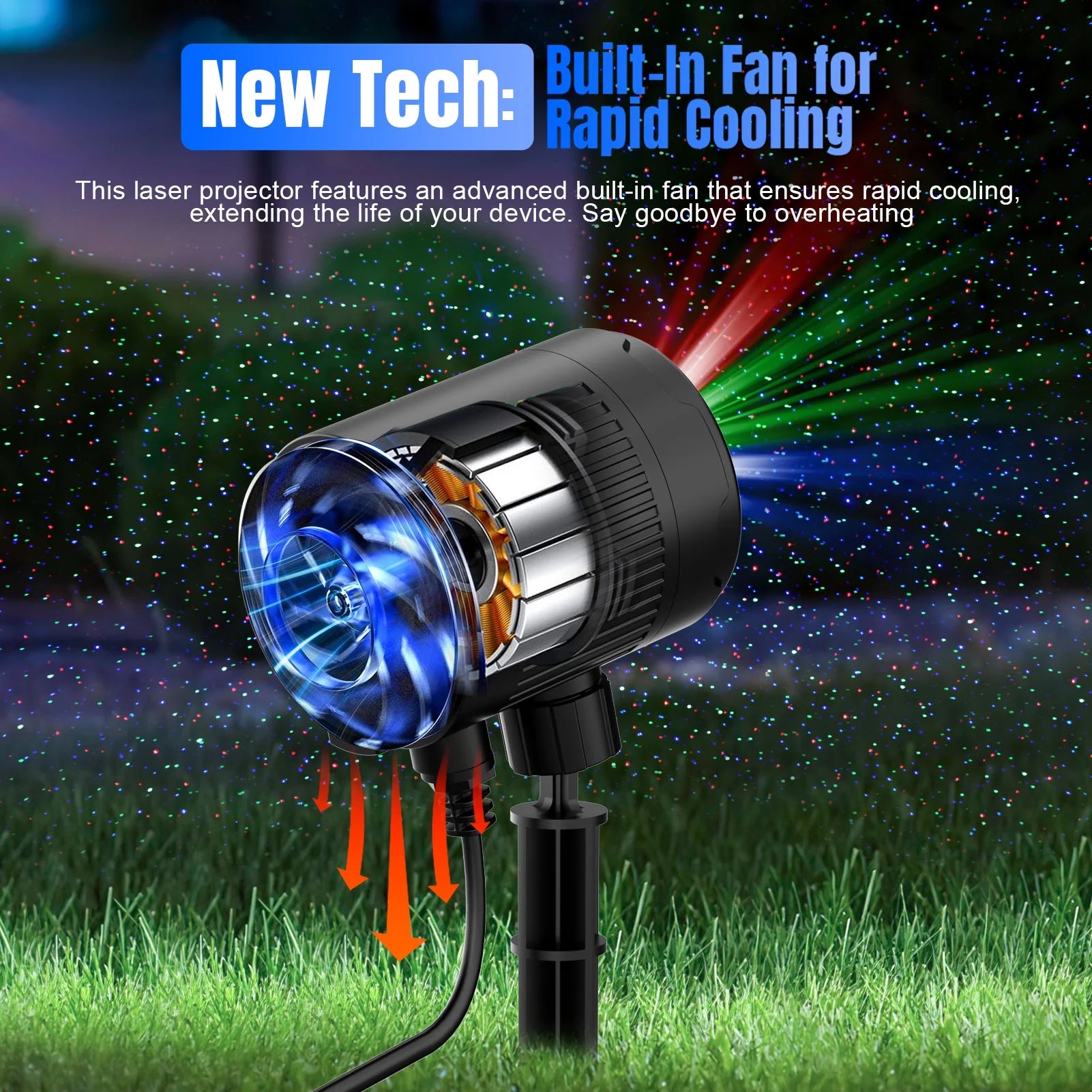 "Outdoor Laser Christmas Projector – RGB Firefly Lights with Remote, Waterproof for Holidays & Events"