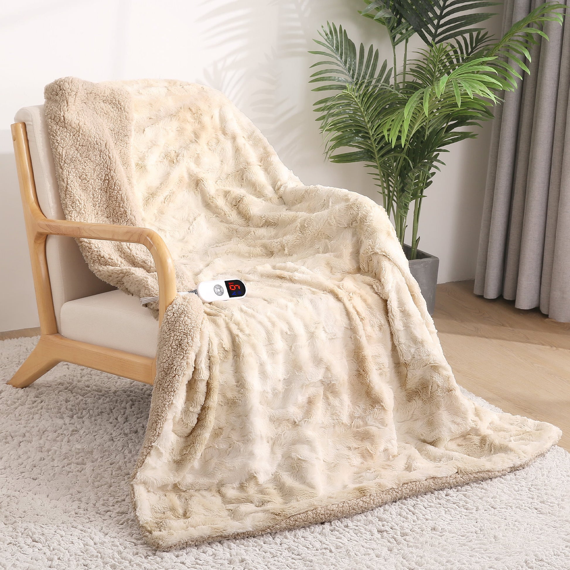 Cozy Up with Our Electric Tie-Dye Throw Blanket!  Soft Faux Fur, 6 Heat Levels, and a Large LED Display 