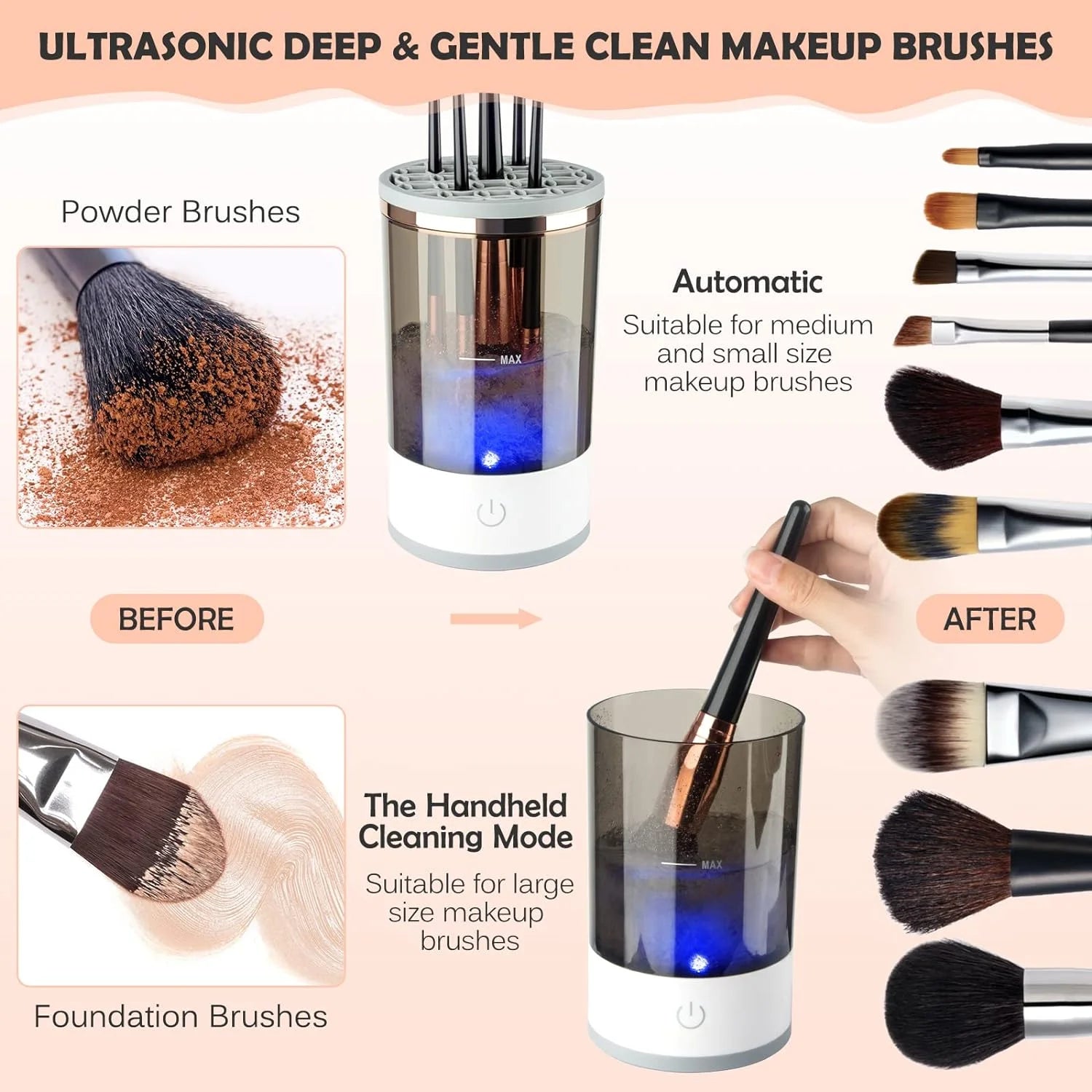 "Automatic Electric Makeup Brush Cleaner For All Brush Sizes