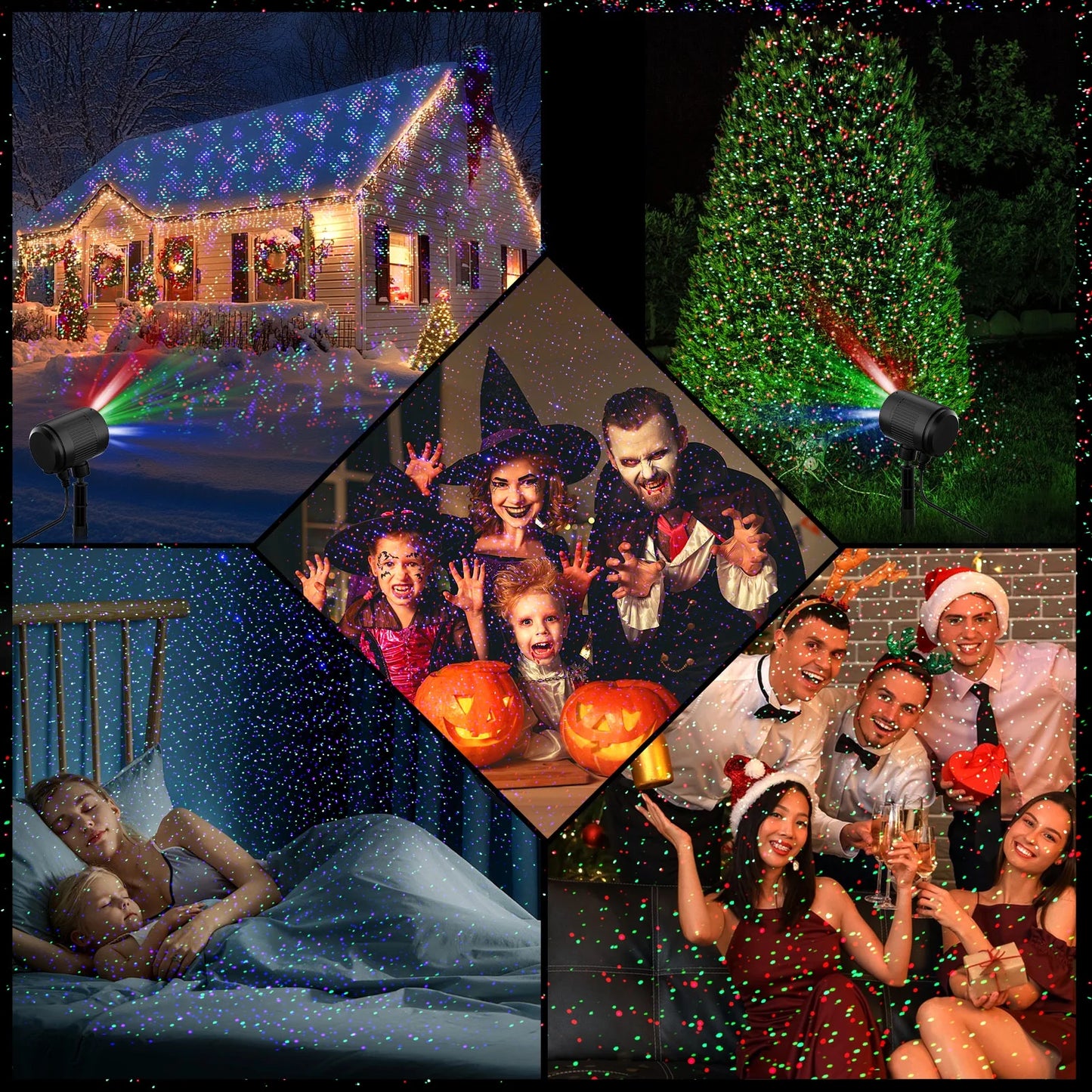 "Outdoor Laser Christmas Projector – RGB Firefly Lights with Remote, Waterproof for Holidays & Events"