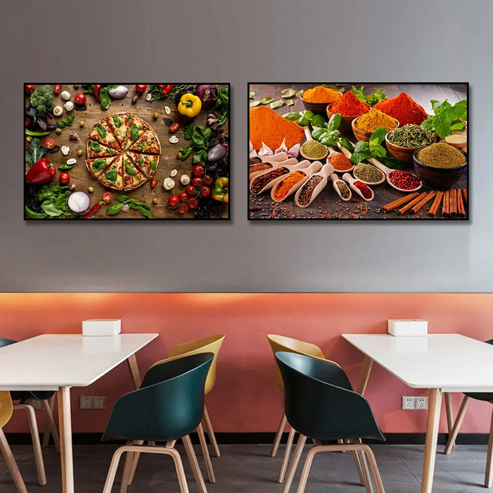 Eye Catching Canvas Painting of Grains Spices and Peppers for Kitchen Dining Room Wall Art Decor Home