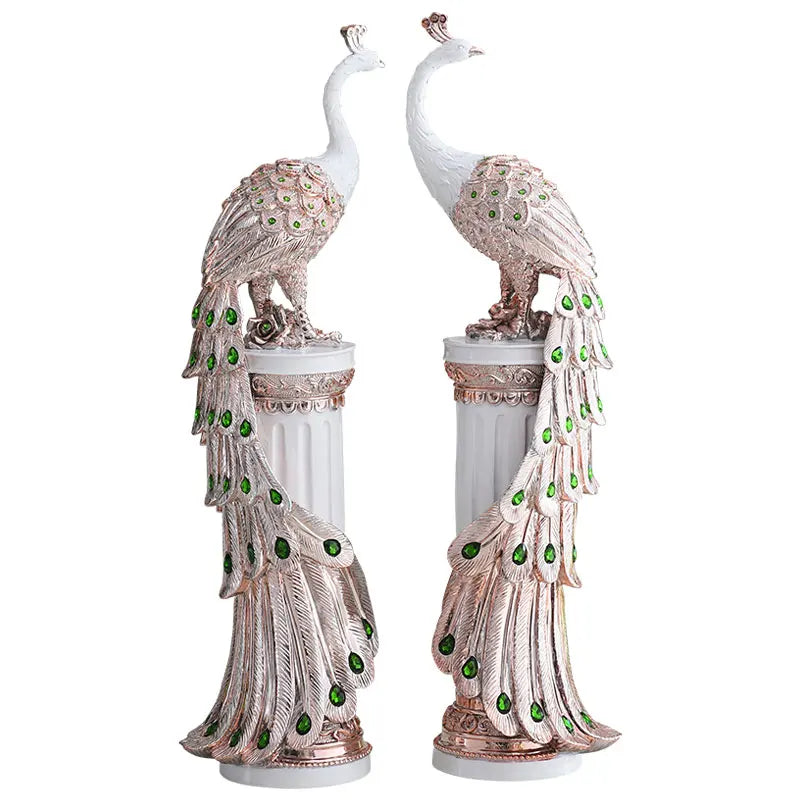 European Luxury Peacock Figurine Resin Ornament for Home Decoration