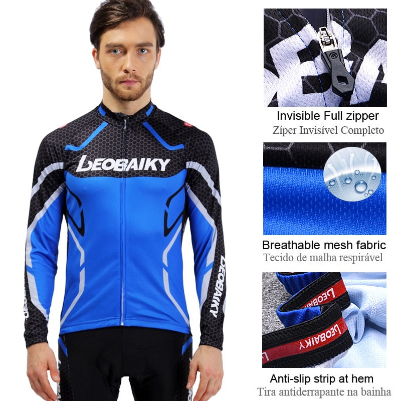 Men's High Quality Breathable Padded Long Sleeves Complete Sportwear Kit For Bike Cycling - wonderfullyblessedandbeautifullymade