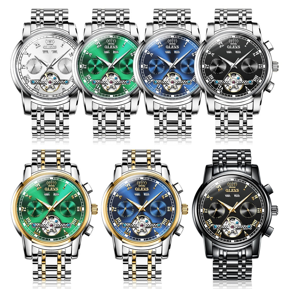 Men's Automatic Mechanical Movement Stainless Steel Water Proof Wristwatch - wonderfullyblessedandbeautifullymade