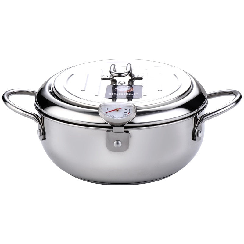 Nonstick Stainless Steel Deep Frying Pans & Skillets With Thermometer