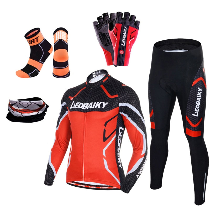 Men's High Quality Breathable Padded Long Sleeves Complete Sportwear Kit For Bike Cycling - wonderfullyblessedandbeautifullymade