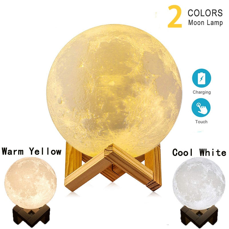 3D Moon 16 Rechargeable LED Color Night Light  Lamp With Remote - wonderfullyblessedandbeautifullymade