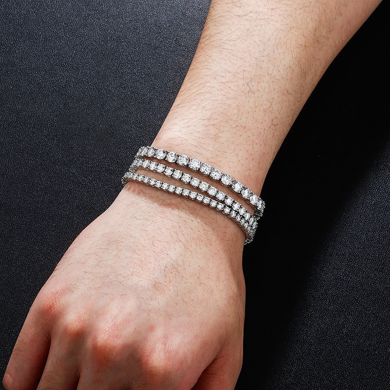 Unisex High Quality Geometric Silver Metal Moissanite Stone Braclet - wonderfullyblessedandbeautifullymade