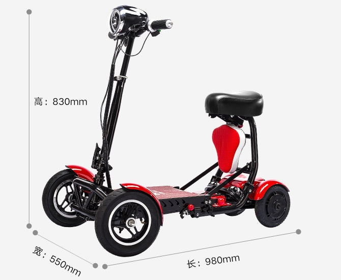 Unisex Foldable Four - Wheels Electric Scooter With Rear And Front Led Lights