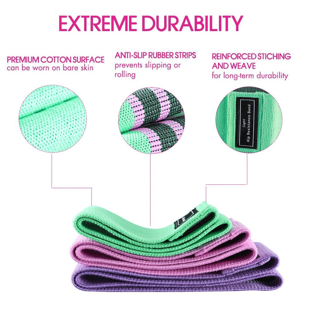 3 Piece/Set Resistance Fitness Bands - wonderfullyblessedandbeautifullymade