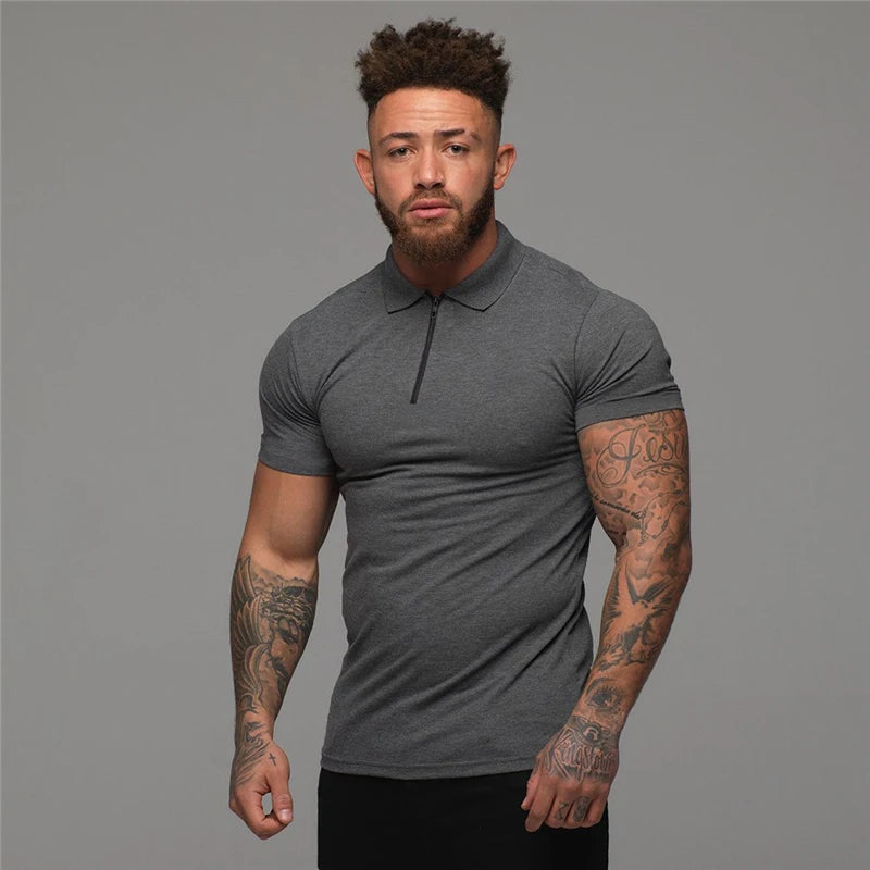 Men's Plain Color High Quality Slim Short Sleeve Shirt