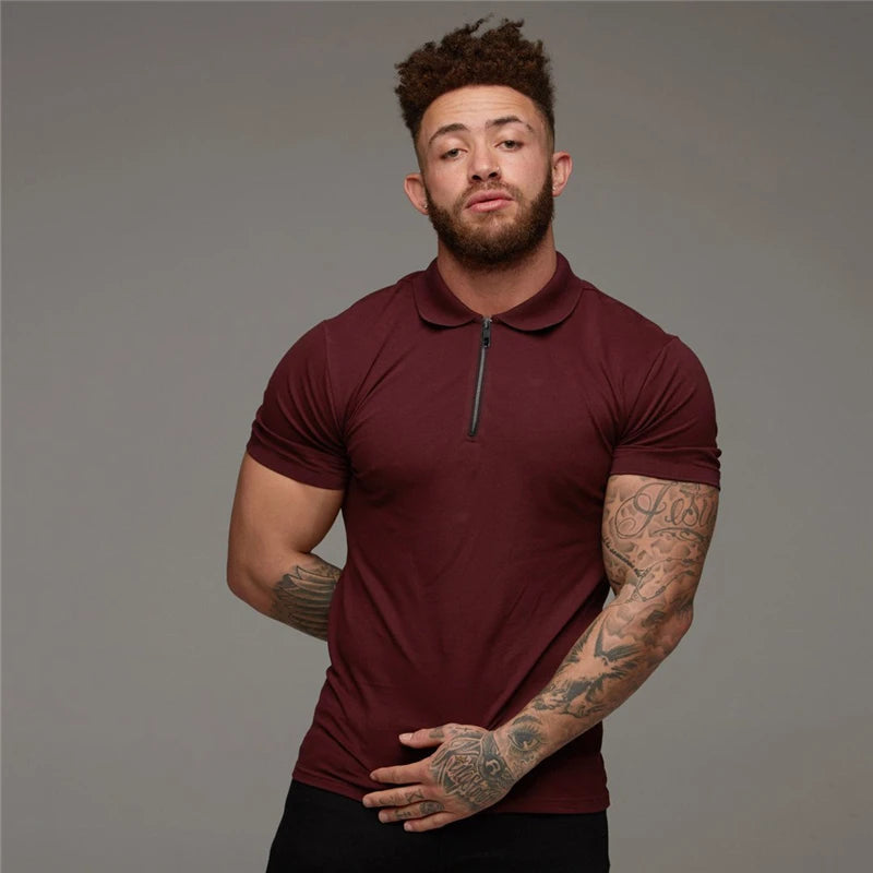 Men's Plain Color High Quality Slim Short Sleeve Shirt