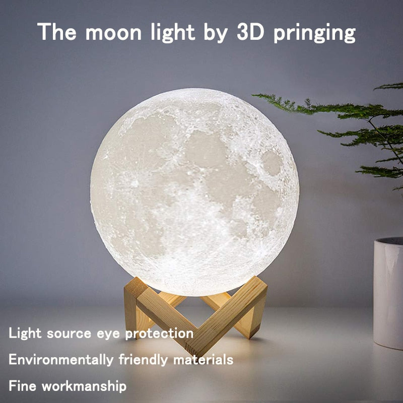 3D Moon 16 Rechargeable LED Color Night Light  Lamp With Remote - wonderfullyblessedandbeautifullymade