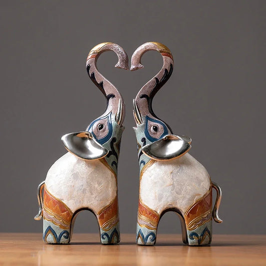 Nordic Luxury Handmade Crafts Elephant Resin Statues Decor