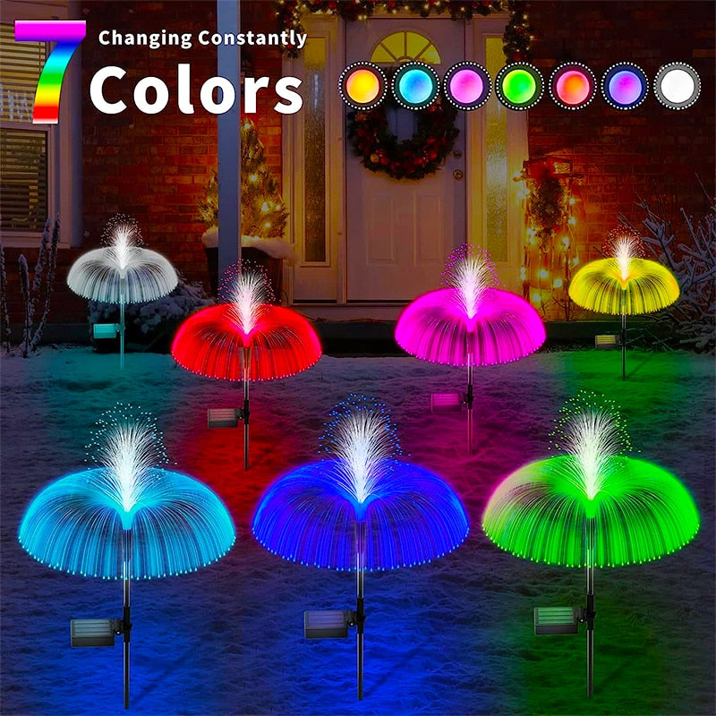 Outdoor Sunproof Windproof Snowproof LED Solar Jellyfish Flower Lamp