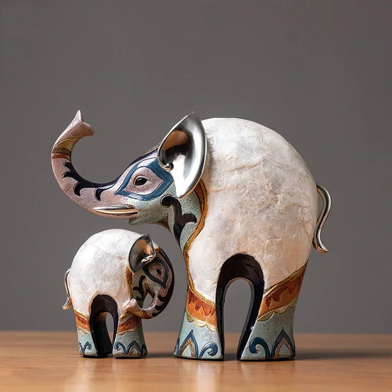 Nordic Luxury Handmade Crafts Elephant Resin Statues Decor