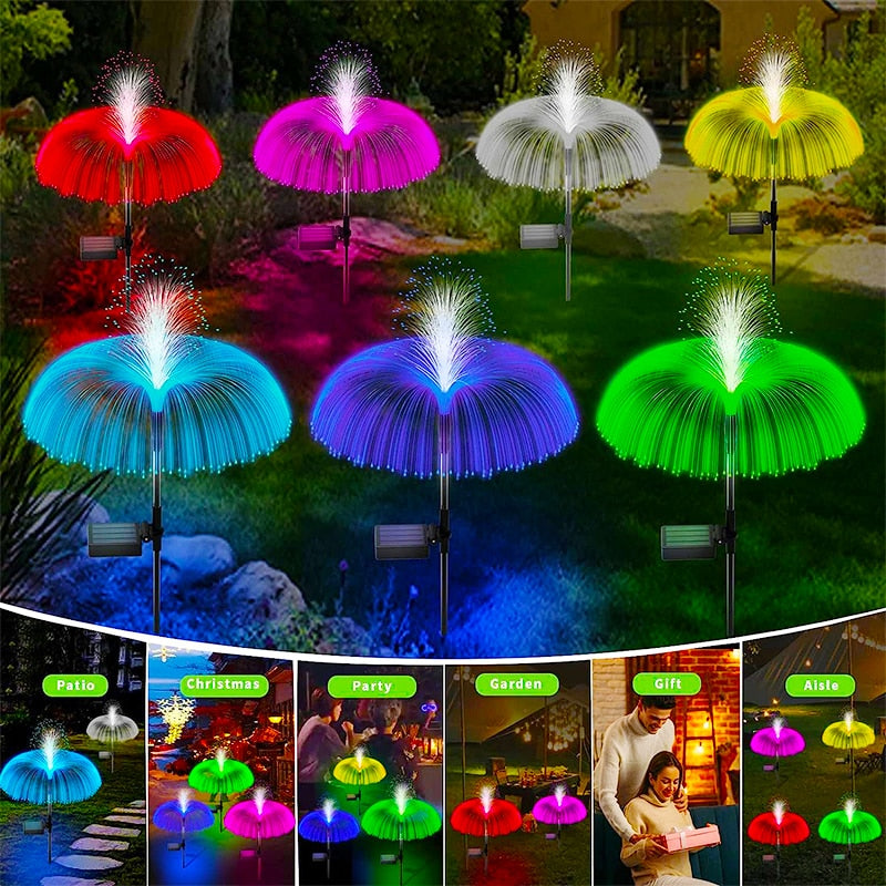 Outdoor Sunproof Windproof Snowproof LED Solar Jellyfish Flower Lamp