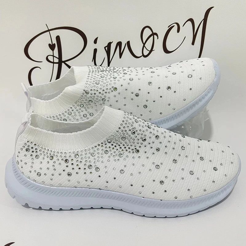 Women's Breathable Mesh Non - Slip Comfortable Sparkle Solid Color Sneakers