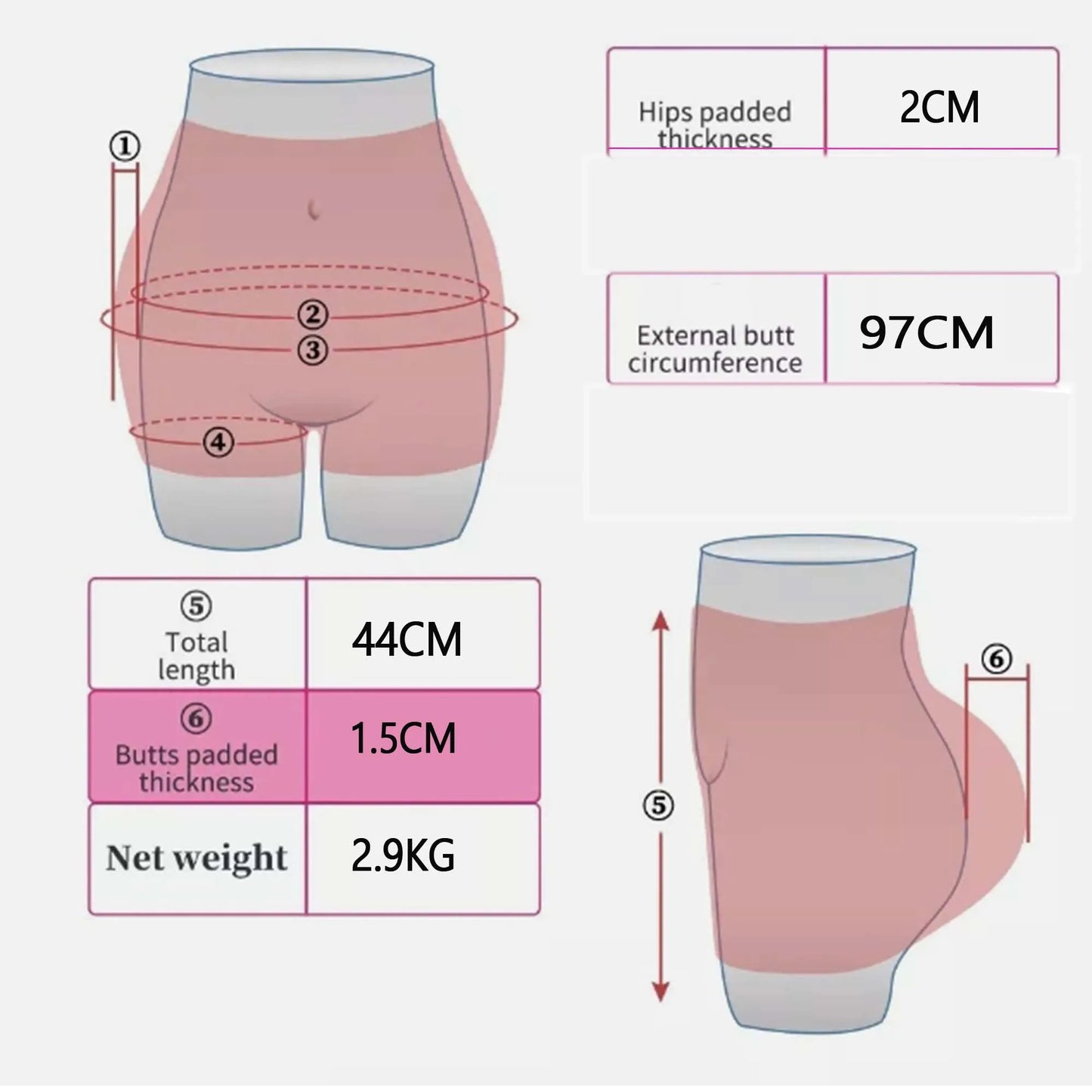 Women's Realistic Silicone Hip / Butt Enhancement