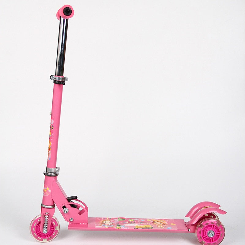 Boy's And Girl's Adjustable Flashing Pedal Scooter