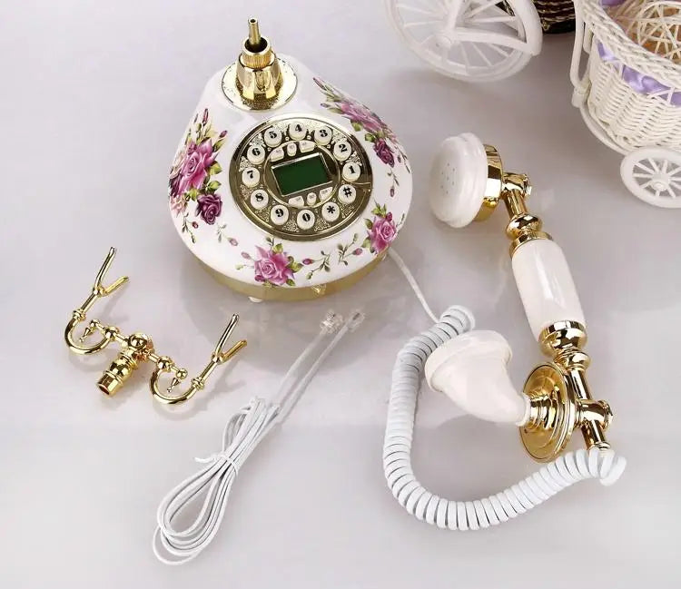 Retro Landline Ceramic Antique Corded  Multi-Functional Telephone