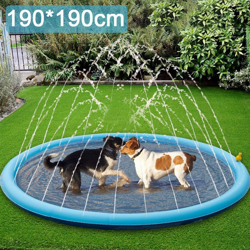 Foldable Pet Sprinkler Cooling  Pad Including Dog Bath Towel