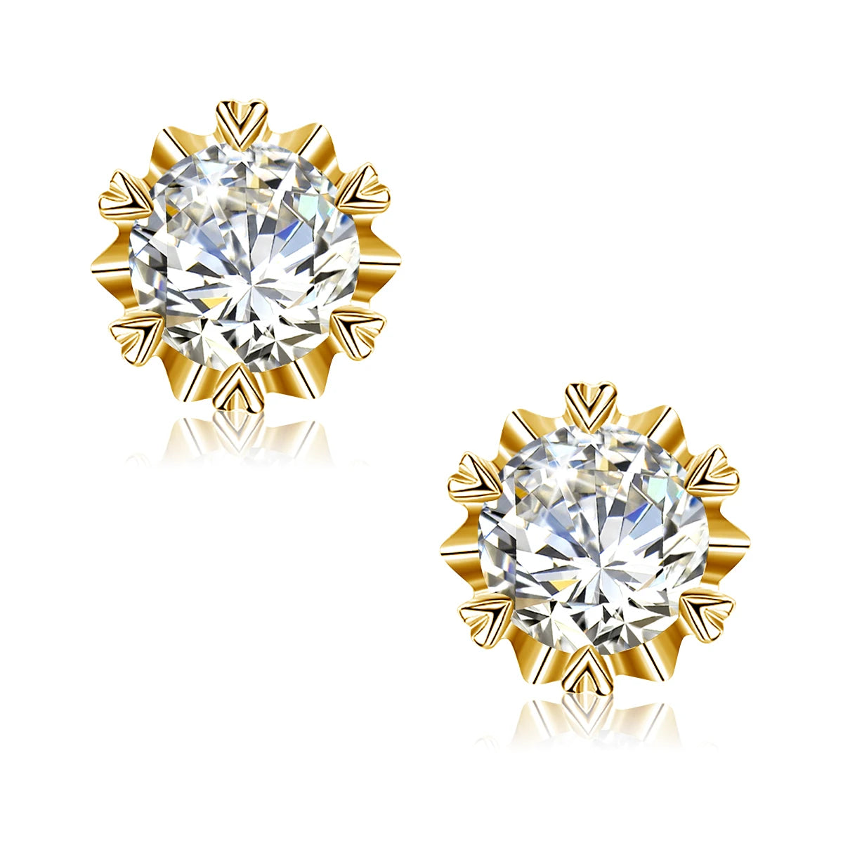 Top Quality 6.5mm 1CT Moissanite Earrings with Certificate D Color Yellow Gold for Women Eye Catching Wedding Jewelry