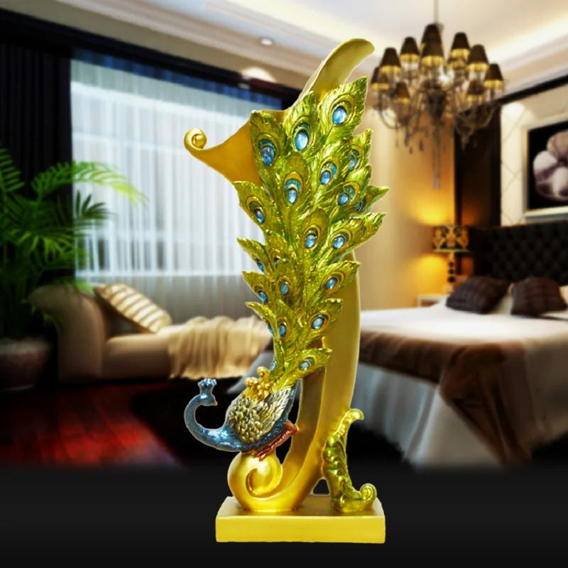 Spectacular Peacock Statue Sculpture Modern Decorative Figurine