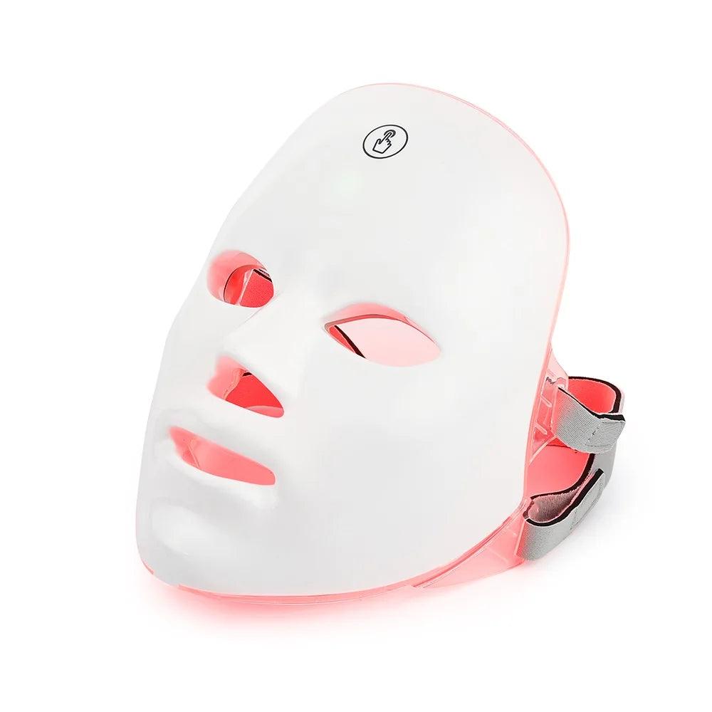 Rechargeable Facial LED Mask for Skin Rejuvenation and Whitening Beauty Device with 7 Colors Photon Therapy Ideal for Home Use