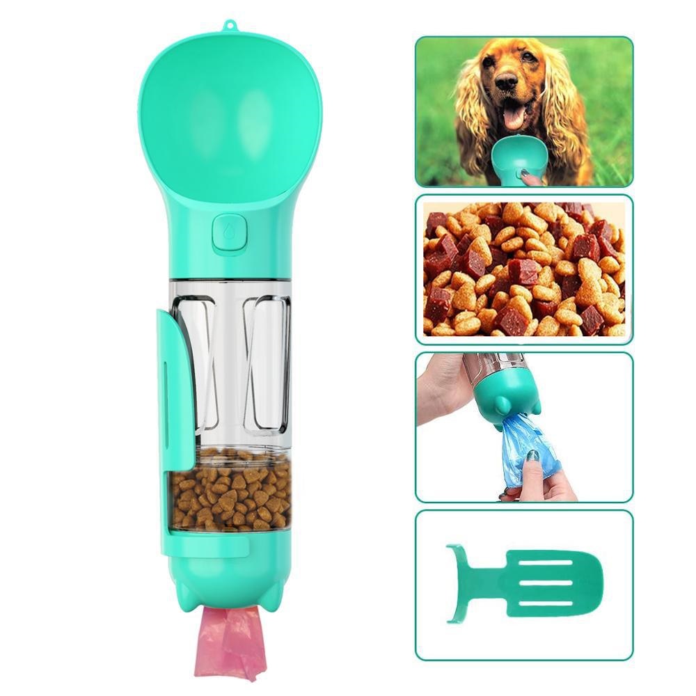 Dog's Leak Proof 3 In 1 Multifunction Water Bottle /Food Feed / Bowel Poop Dispenser