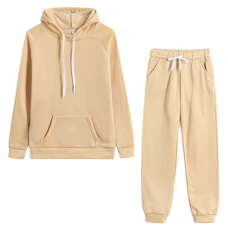 Women's Two Piece Fleece Tracksuit With Hoodie