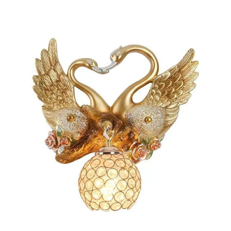 LED Indoor Gold Creative Luxury  Swan Wall Lamp For Home Decor