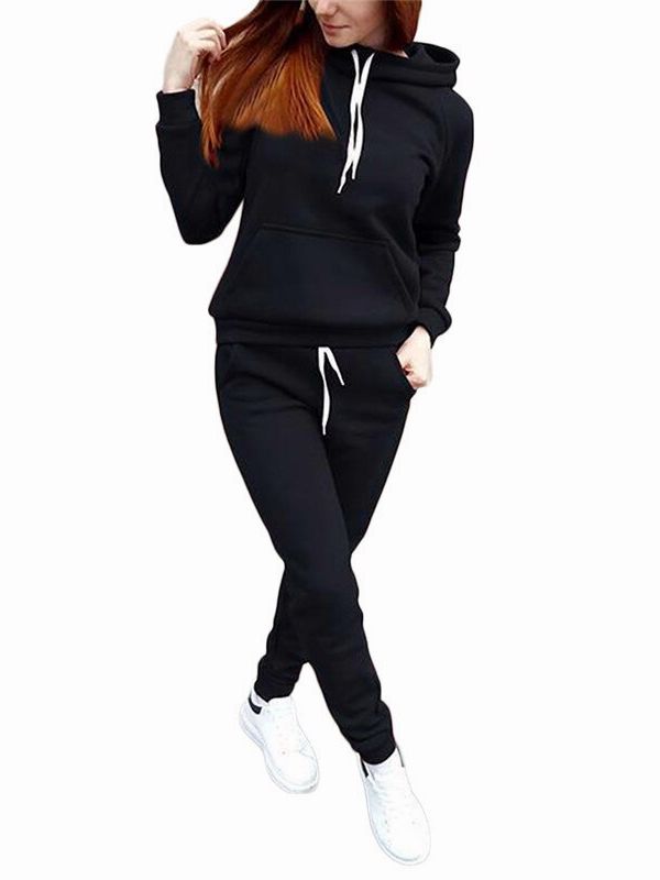 Women's Two Piece Fleece Tracksuit With Hoodie