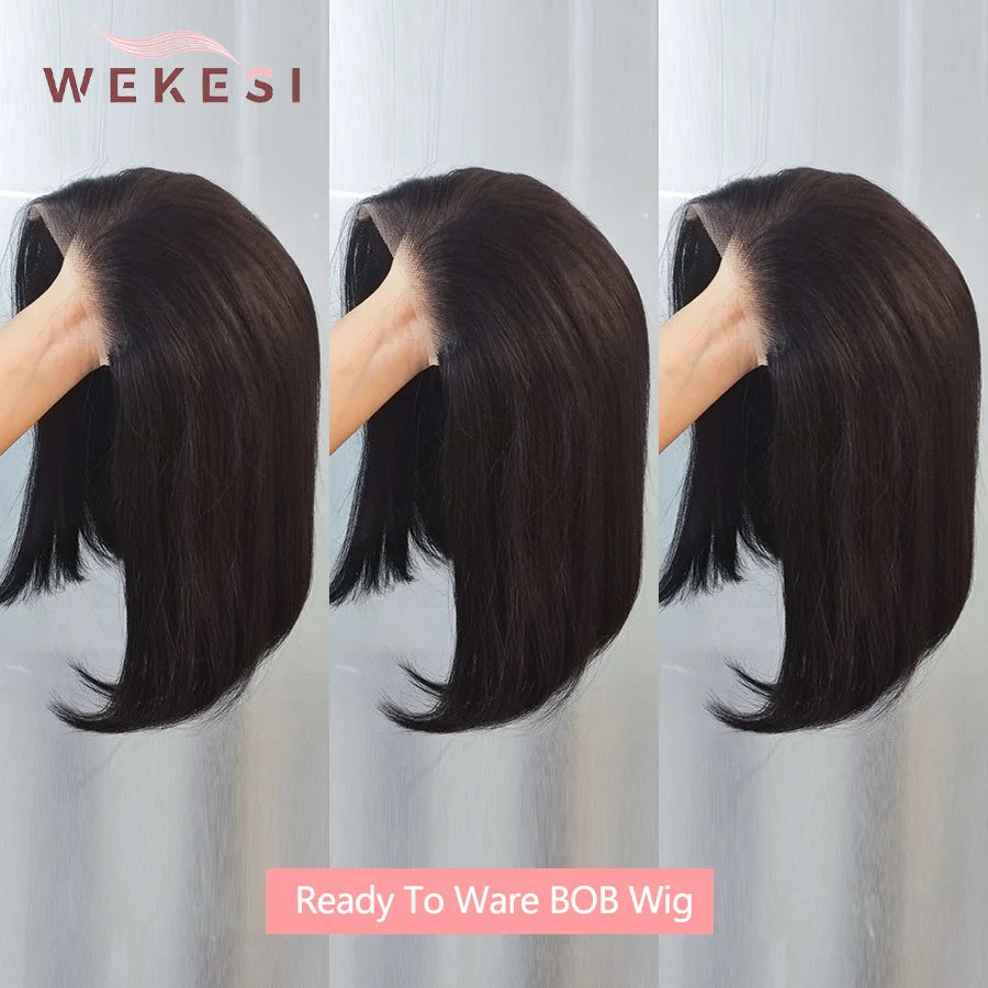 Women's Straight Lace Closure Glueless Human Hair Bob Wig