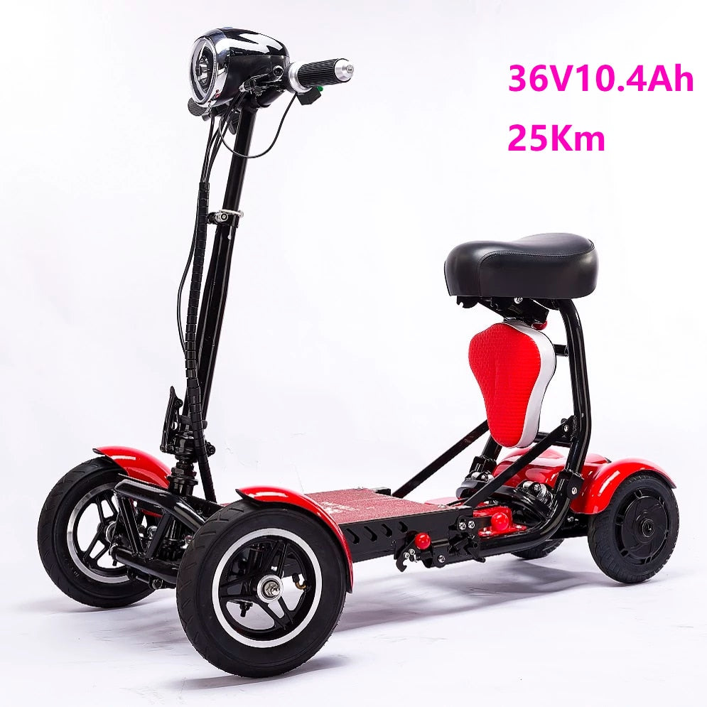 Unisex Foldable Four - Wheels Electric Scooter With Rear And Front Led Lights