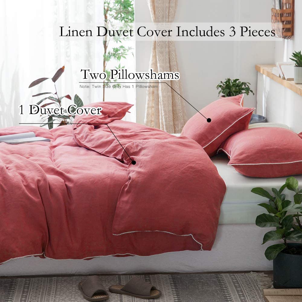 Breathable 100% Linen Bedding Set Comforter Duvet Cover Bed Sheet Pillow Shams - wonderfullyblessedandbeautifullymade