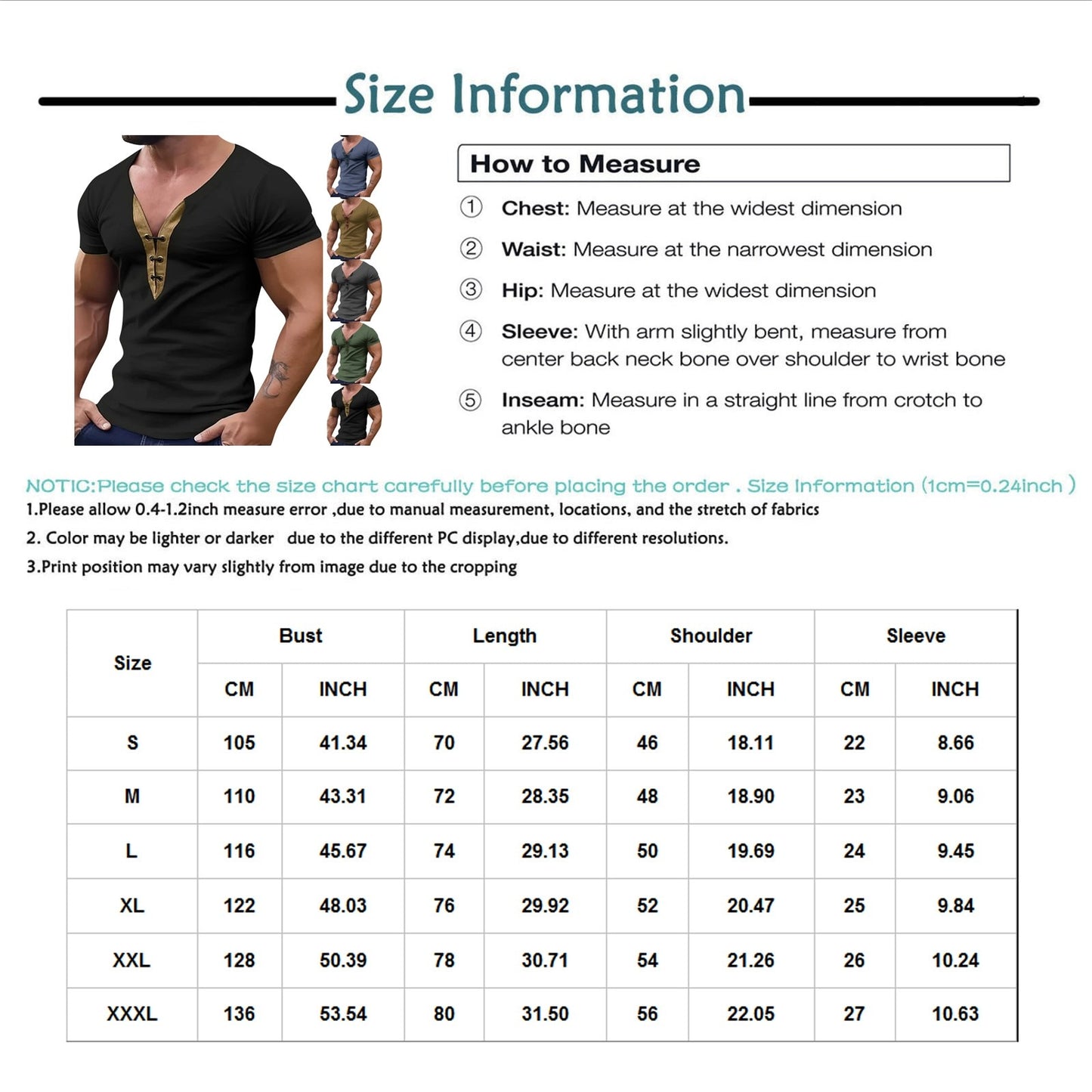 Men's Casual Soft V-Neck Short Sleeves Solid T- Shirt