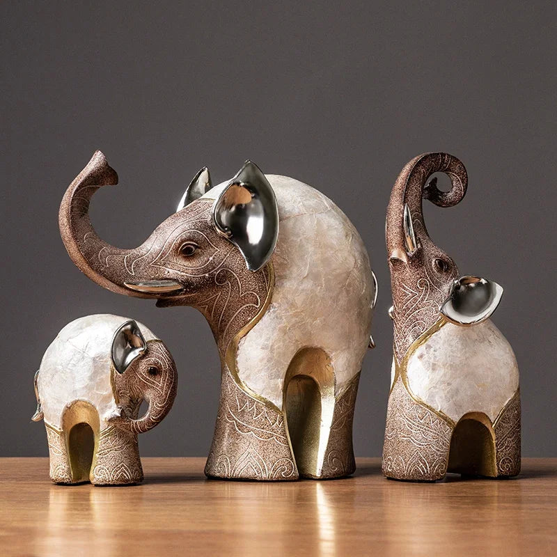 Nordic Luxury Handmade Crafts Elephant Resin Statues Decor