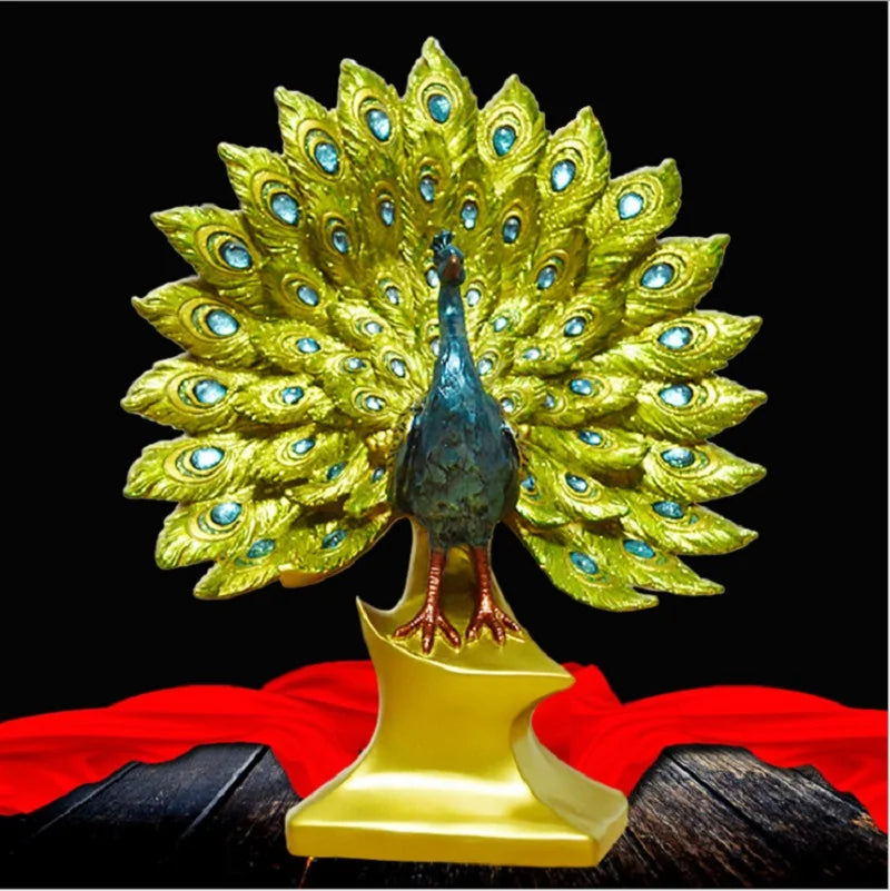 Spectacular Peacock Statue Sculpture Modern Decorative Figurine