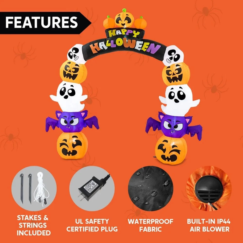 Halloween Inflatables 8ft Blow Up Archway with Build-in LEDs Yard Decoration