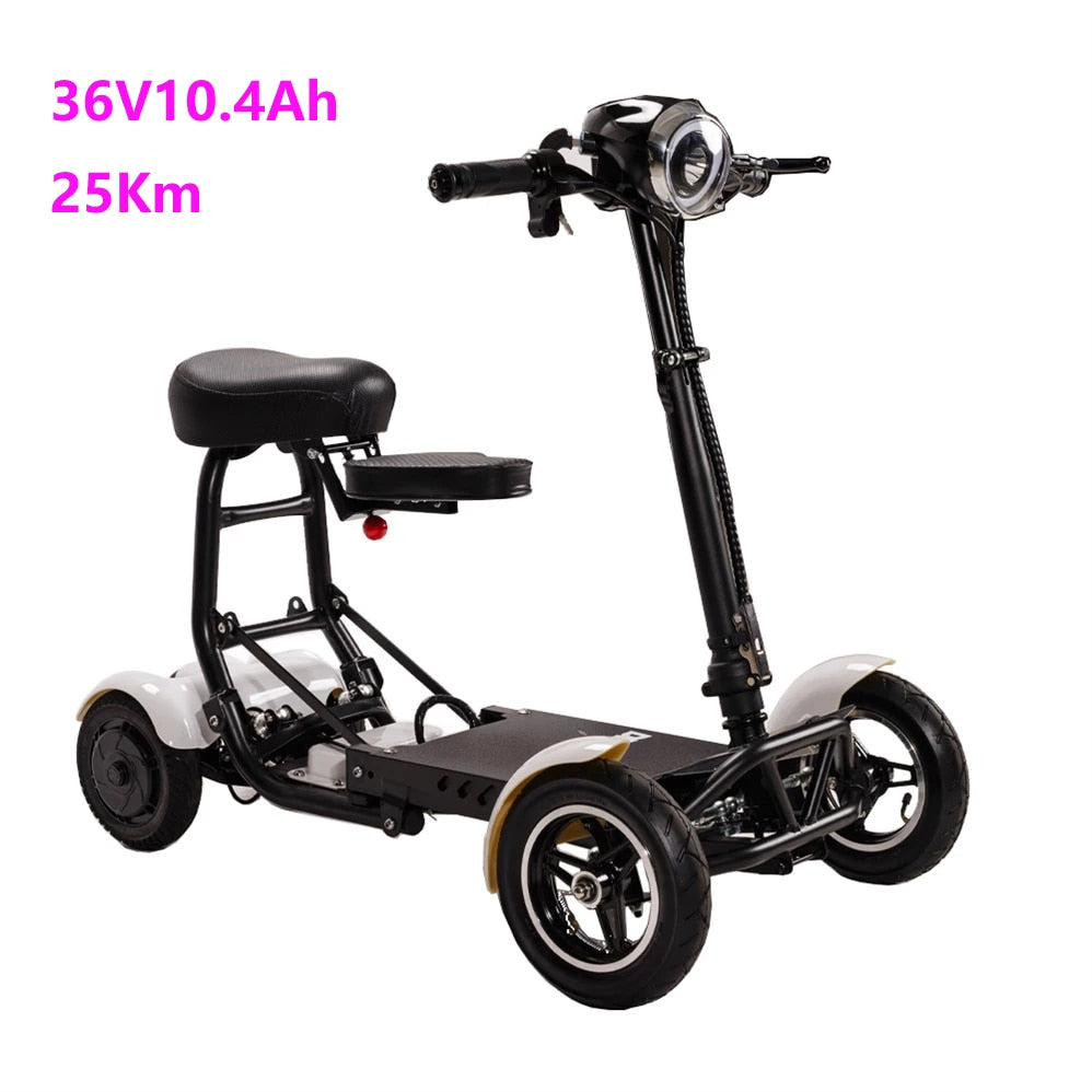 Unisex Foldable Four - Wheels Electric Scooter With Rear And Front Led Lights