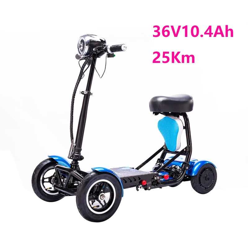 Unisex Foldable Four - Wheels Electric Scooter With Rear And Front Led Lights