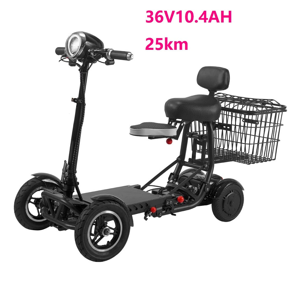 Unisex Foldable Four - Wheels Electric Scooter With Rear And Front Led Lights