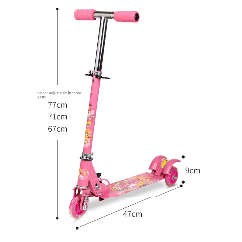 Boy's And Girl's Adjustable Flashing Pedal Scooter